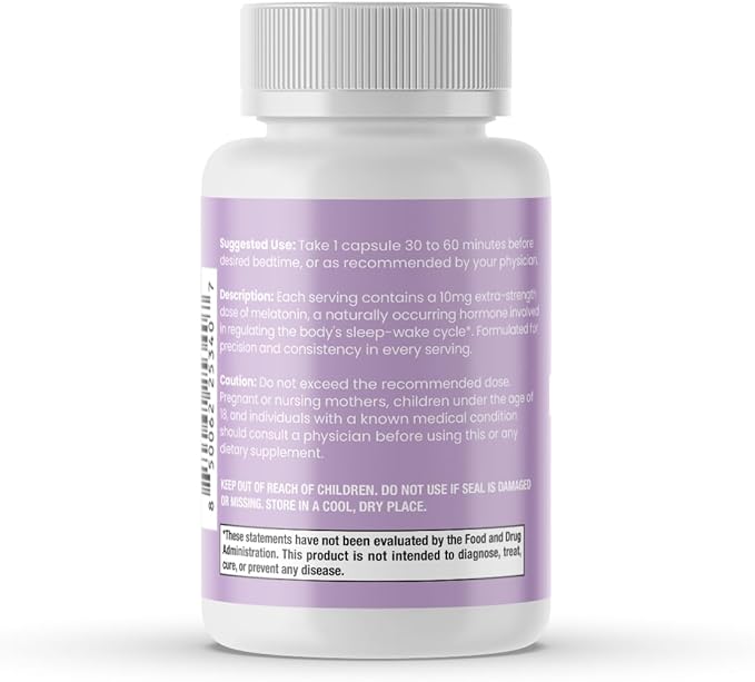 10 mg Extra Strength Dosage Melatonin in Easy-to-Swallow Capsules - Image 8