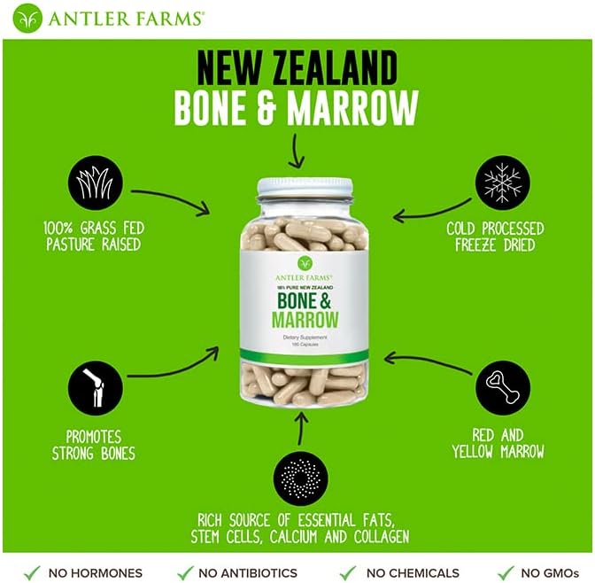 Antler Farms - 100% Pure New Zealand Bone & Marrow, 180 Capsules, 750mg - Grass - Image 4