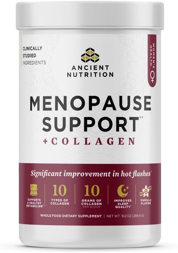 Ancient Nutrition Menopause Support + Collagen Powder, Hydrolyzed Collagen by AncientNutrition
