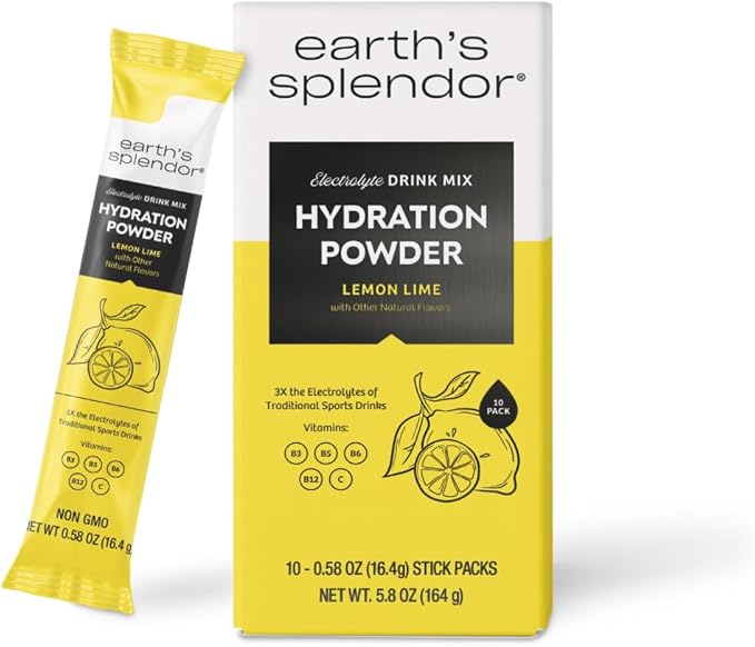 Earth's Splendor Electrolytes Powder Packets Lemon Lime Hydration Drink Mix by EarthsSplendor