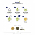 Dabri Chamomile Green Tea Bags | 16 Pyramid Bags | Calming Herbal Wellness Tea - Image 3