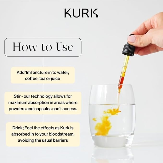 Kurk Essential Liquid Turmeric Curcumin Supplement, Organic Turmeric Drops - Image 5