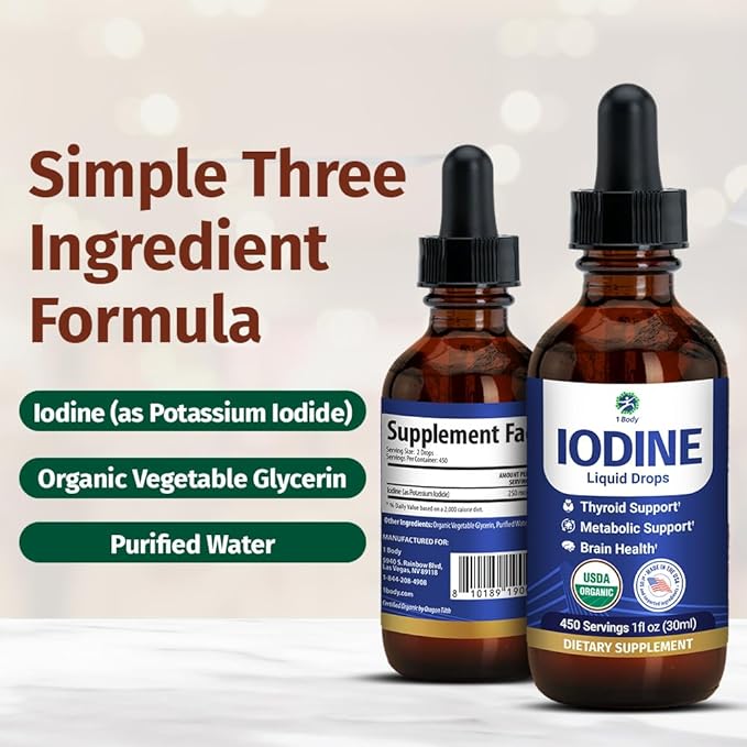 1 Body Iodine Liquid Drops – Potassium Iodide Drops – Organic Iodine Supplement - Image 3