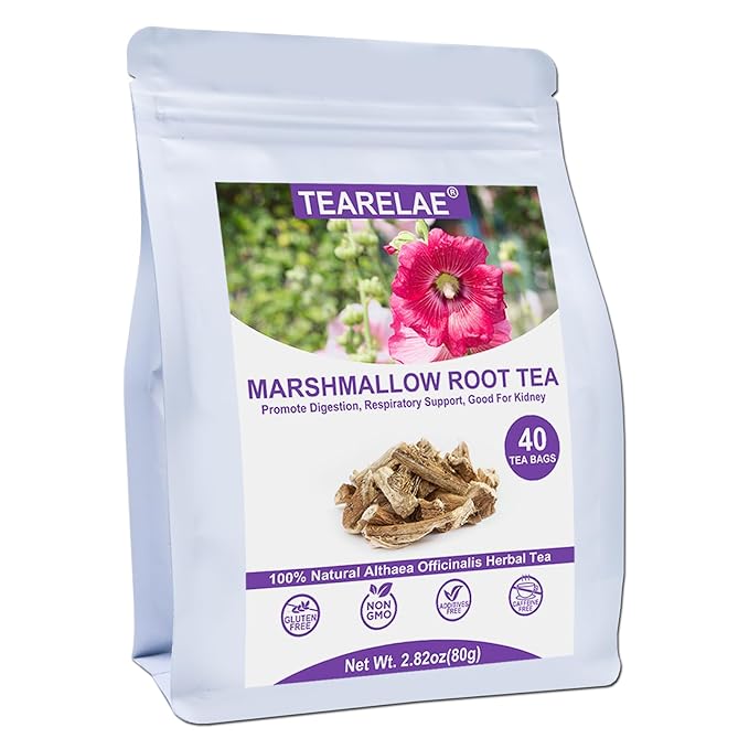 TEARELAE - Marshmallow Root Tea Bags - 2g x 40 Count - Premium Natural Cut & by TEARELAE