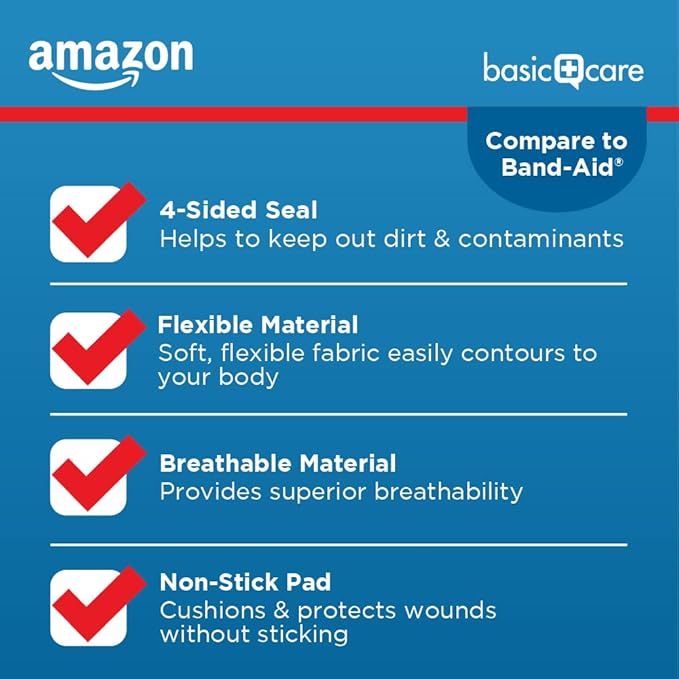 Amazon Basic Care Adhesive Bandages, Flexible Fabric - Image 3