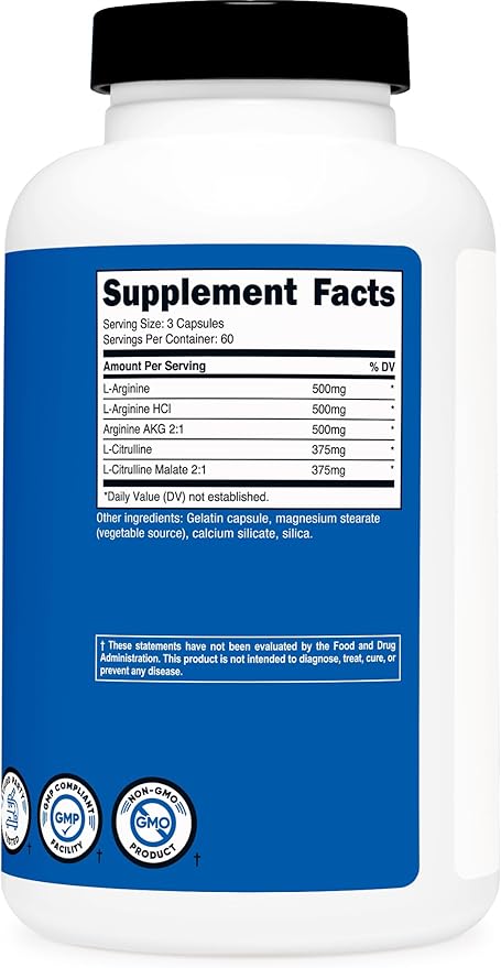 Nutricost Nitric Oxide Booster 2250mg, 180 Capsules - Image 5