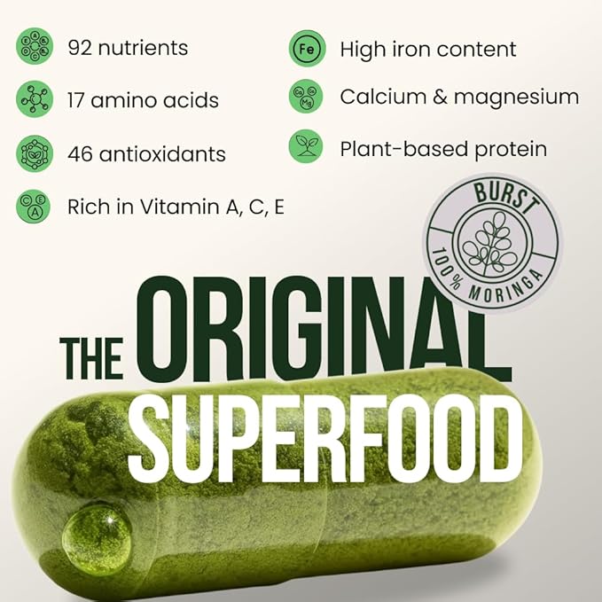 Burst 100% Organic Moringa Capsules – Supports Energy, & Vitality | Pure - Image 5