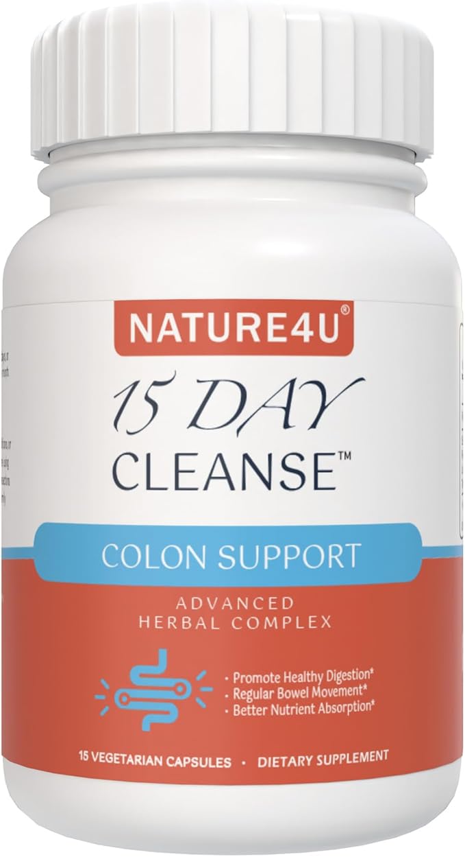 15 Day Cleanse Gut Support, Advanced Gentle Daily Colon Gut Cleanse Detox by Nature4U