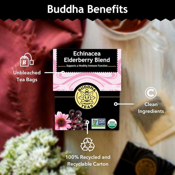 Buddha Teas - Organic Echinacea Elderberry Blend - Herbal Tea - - Image 5