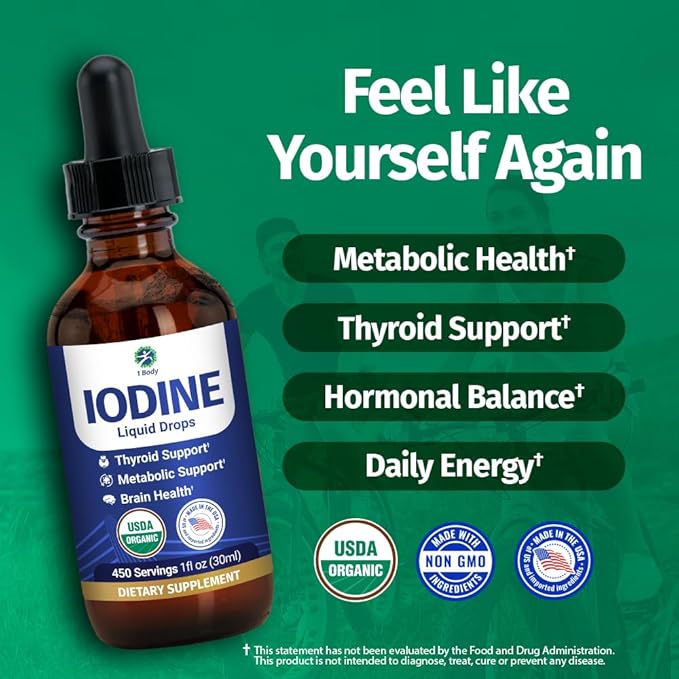 1 Body Iodine Liquid Drops – Potassium Iodide Drops – Organic Iodine Supplement - Image 2
