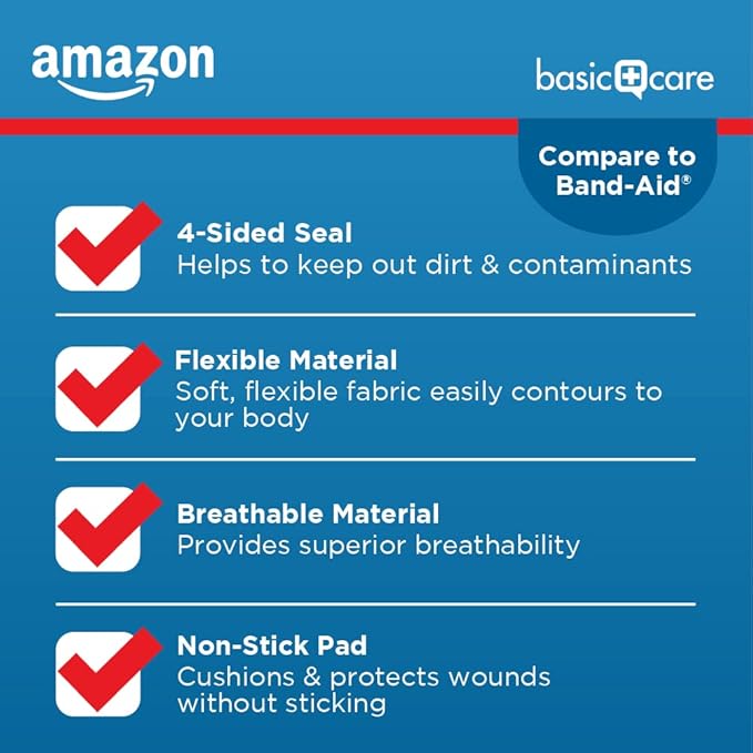 Amazon Basic Care Flexible Fabric Adhesive Bandages, First Aid - Image 5