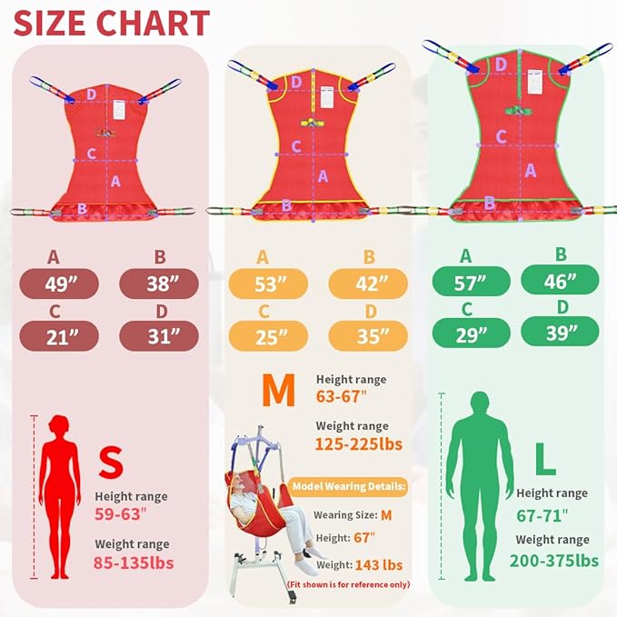 Universal Full Body Patient Lift Sling, Mesh Fabric Patient Sling Transfer and - Image 7