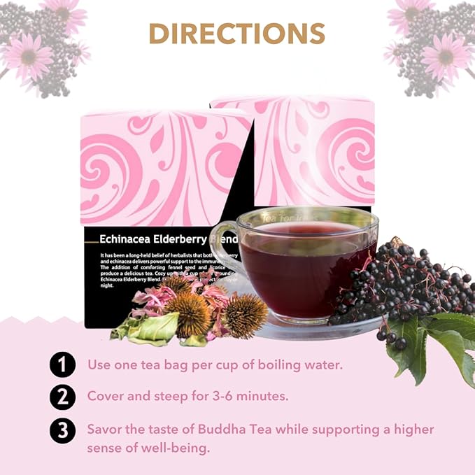Buddha Teas - Organic Echinacea Elderberry Blend - Herbal Tea - - Image 4
