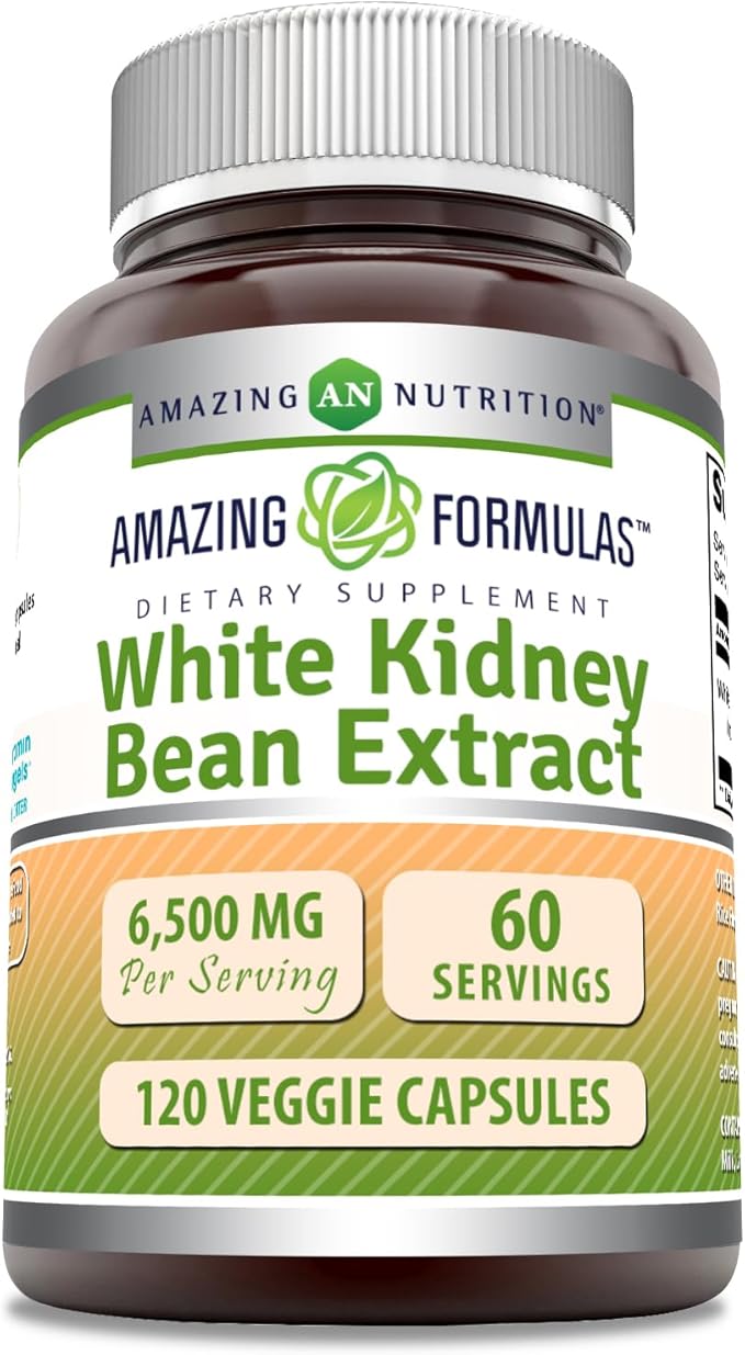 Amazing Formulas White Kidney Bean Extract 6500 Mg | Vegetarian Capsules | by Amazing+Nutrition