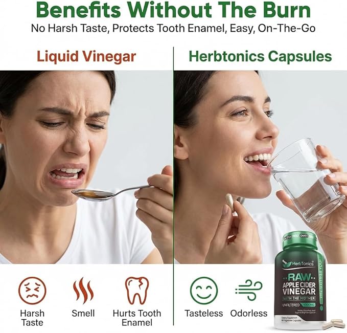 Herbtonics Raw Apple Cider Vinegar Capsules 1500mg - Image 5