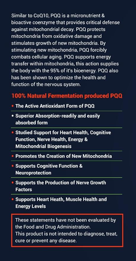 NaturalPQQ - Cellular Energy for The Active Lifestyle - 20mg PQQ, Mitochondrial - Image 4