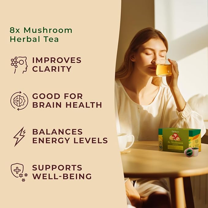 Gya Tea Co 8X Mushroom Herbal Tea Pod- Decaf Wellness Tea - Image 2