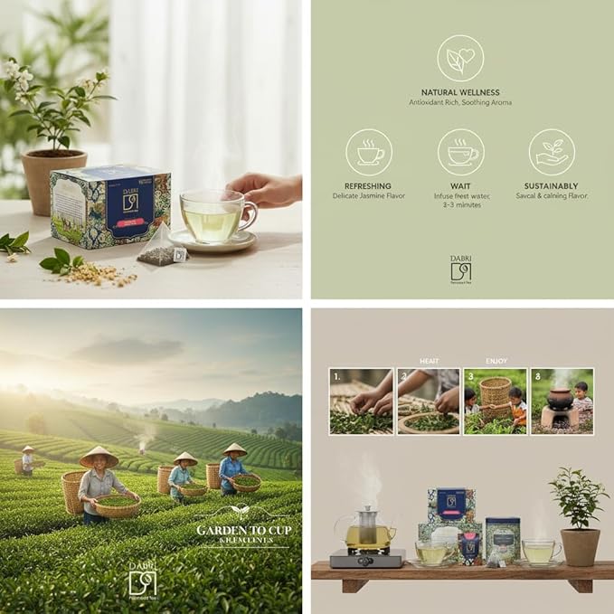 Dabri Jasmine Green Tea Bags | 16 Premium Green Tea Bags - Image 6