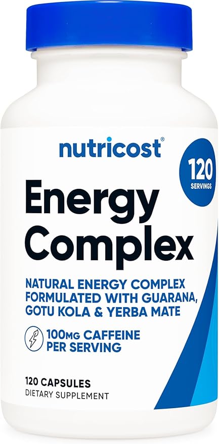 Nutricost Natural Energy Pills Complex 120 Capsules, 100mg Caffeine by Nutricost