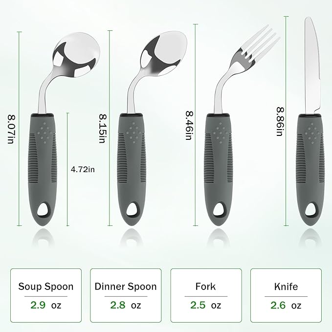 Adaptive Utensils for Elderly 4 Piece, 45°Angled Parkinsons Utensils for Elderly - Image 6