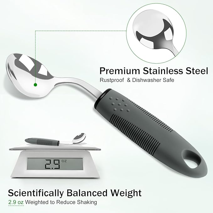 Adaptive Utensils for Elderly 4 Piece, 2.9 oz Weighted Silverware for Hand - Image 5