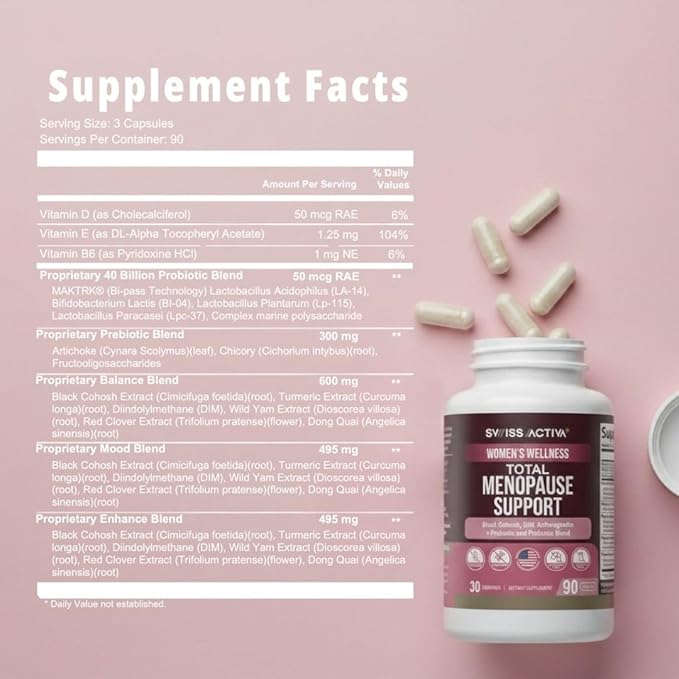 Swiss Activa+ Labs Total Menopause Support – Hormone Balance, Hot Flash Relief - Image 9