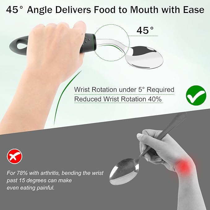 Adaptive Utensils for Elderly 4 Piece, 2.9 oz Weighted Silverware for Hand - Image 4