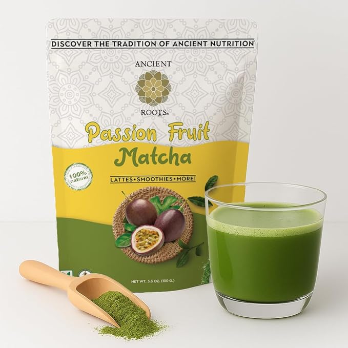 Ancient Roots Passion Fruit Matcha Mix – Organic Green Tea Powder by AncientRoots