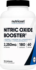 Nutricost Nitric Oxide Booster 2250mg, 180 Capsules by Nutricost