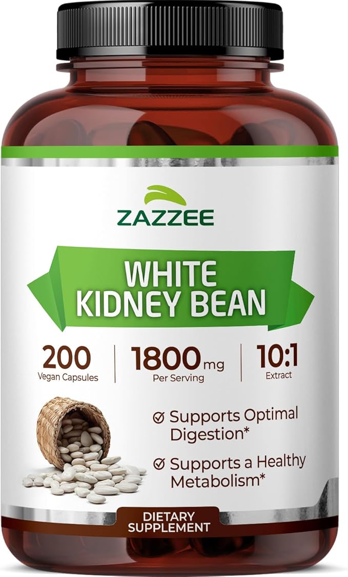 Zazzee White Kidney Bean 10:1 Extract, 1800 mg per Serving, 200 Vegan Capsules by ZazzeeNaturals