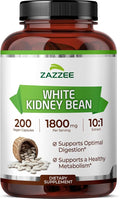 Zazzee White Kidney Bean 10:1 Extract, 1800 mg per Serving, 200 Vegan Capsules by ZazzeeNaturals