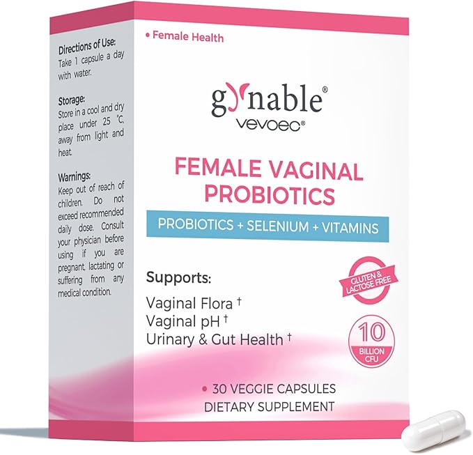 Gynable Vaginal Probiotics for Women Odor & Itch Support, Urinary | pH Balance by GynableVevoec