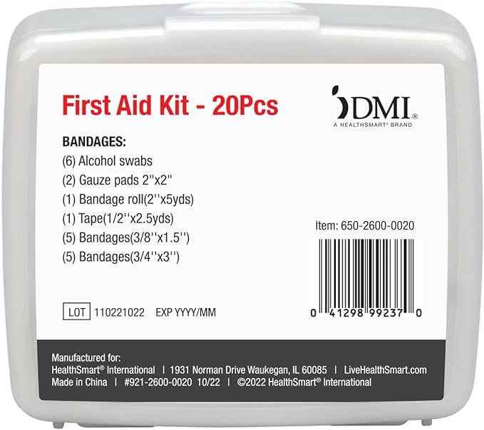 DMI First-Aid Kit, Mini 20-Piece Kit, Small and Compact All-Purpose Use - Image 2