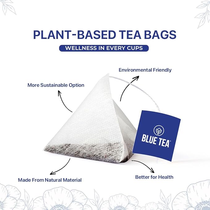 BLUE TEA - Ginger Moringa Tea - 30 Count - Pyramid Plant Based Tea Bags | - Image 4