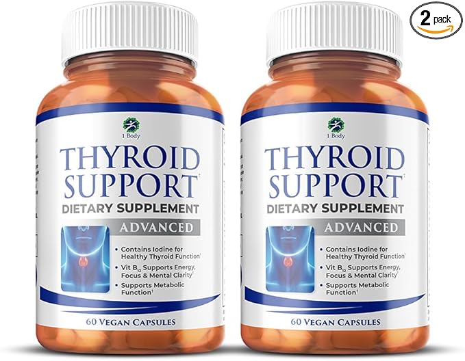 1 Body Thyroid Support Supplement, 60-Day Supply, 2 Pack by 1Body