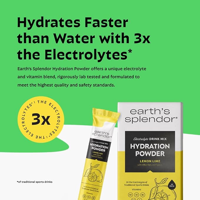 Earth's Splendor Electrolytes Powder Packets Lemon Lime Hydration Drink Mix - Image 3