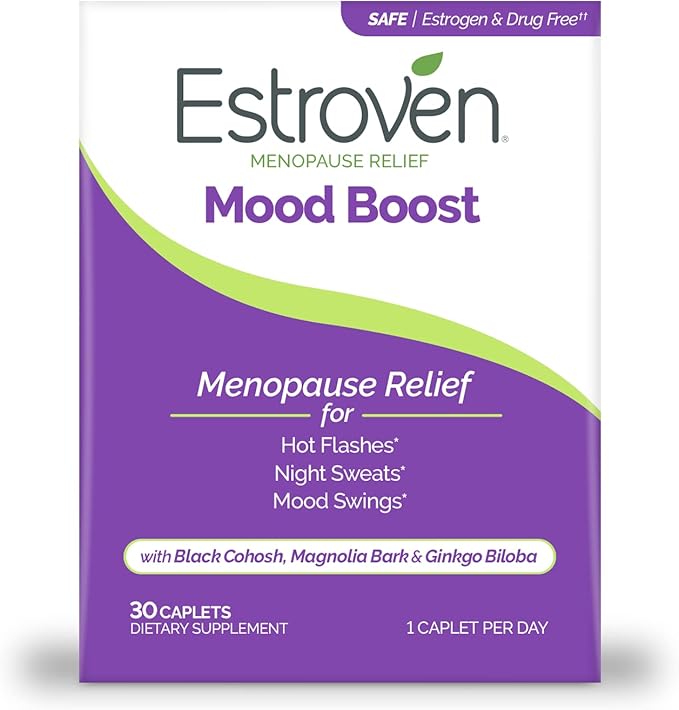 Estroven Mood Boost for Menopause Relief, Helps Reduce Hot Flashes & Night by Estroven
