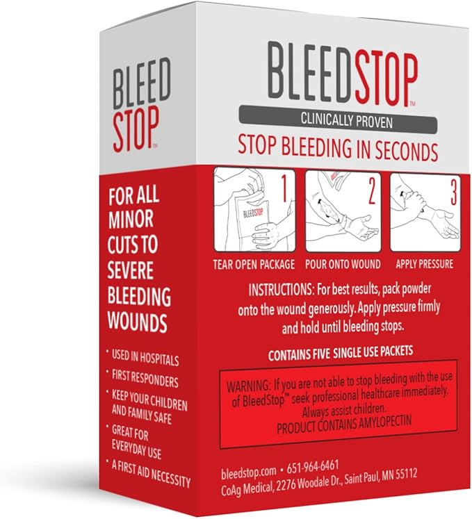 BleedStop™ First Aid Powder for Blood Clotting, Trauma Kit, Blood Thinner - Image 2