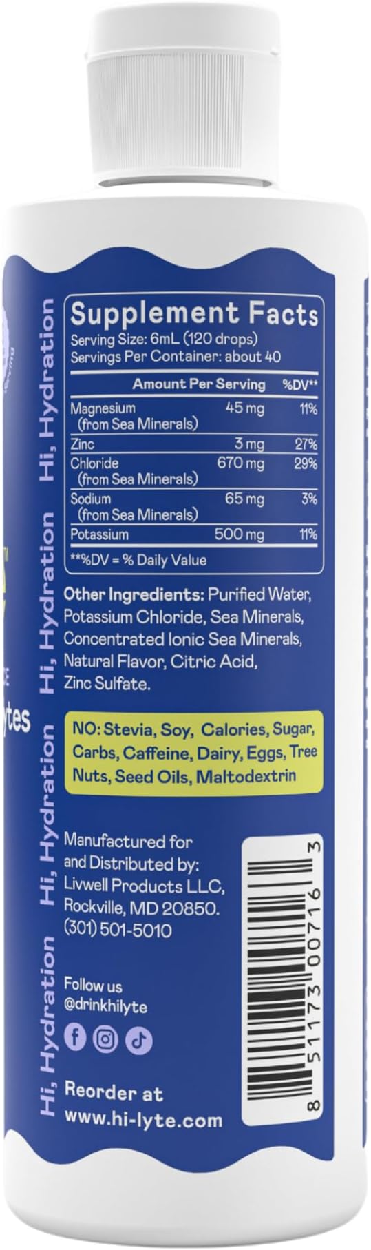 Hi-Lyte K500 Unflavored Electrolytes Liquid Mix – High Potassium Concentrate - Image 3