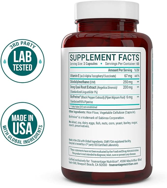 DIM Supplement 250mg-Plus Dong Quai, Natural Vitamin E & BioPerine - Image 3