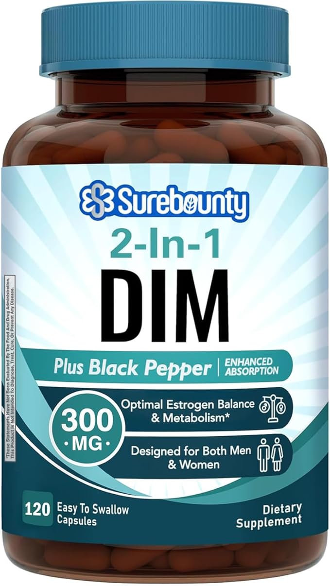 DIM Supplement 300mg for Women & Men, Estrogen Balance & Metabolism, Hormone by Surebounty
