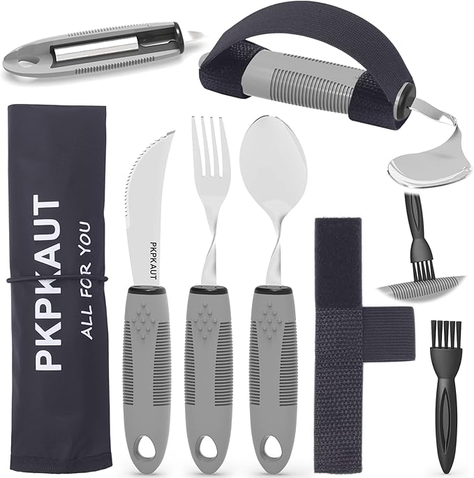 Weighted Parkinsons Utensils for Hand Tremors, Weighted Silverware for by PKPKAUT
