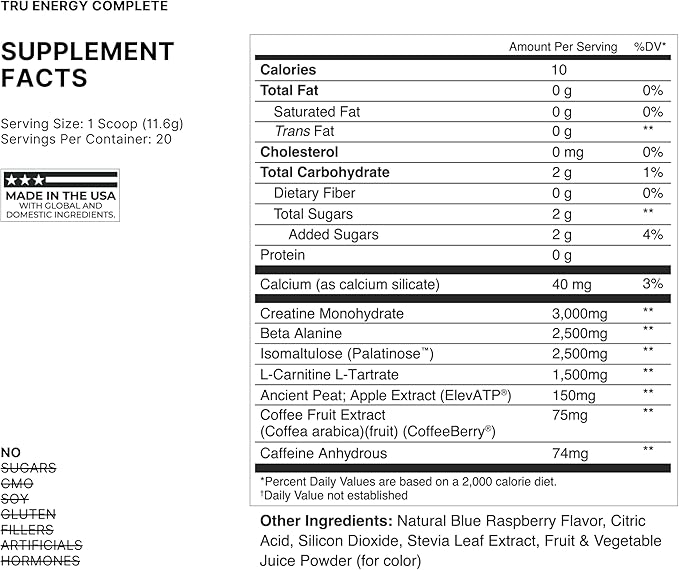 TRU Supplements Supplements Energy, Pre Workout Training Formula, Vegan Friendly - Image 5