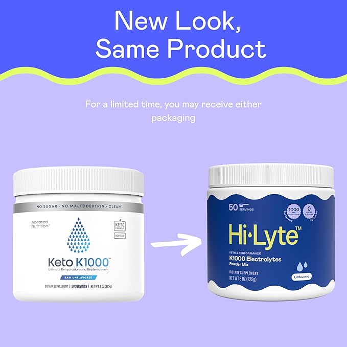 Hi-Lyte K1000 Electrolytes Powder Mix Unflavored Keto & Performance, 50 Servings - Image 2