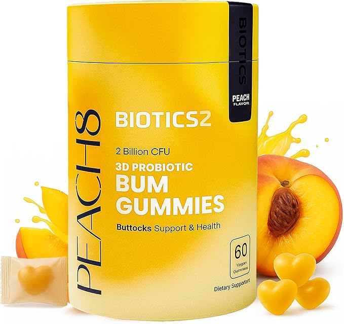 Peach8 BBL Booty Gummies for Womens Hip Butt & Curves MAX Formula PLUS 2x by Biotics2