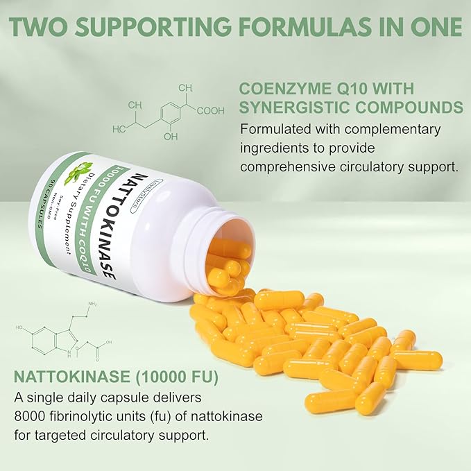 Nattokinase 10000 FU with CoQ10 100mg, Vitamin K2 Free, 90 Capsules - Image 4
