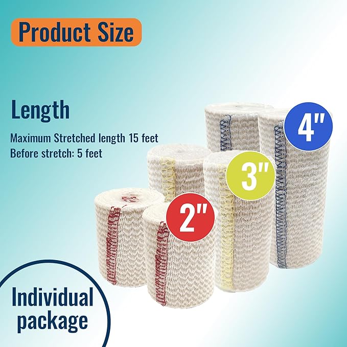 Elastic Bandage Wrap, 6 Pack（2×2", 2×4"） Compression Bandage - Image 2