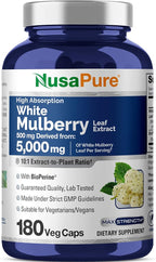 NusaPure White Mulberry Leaf Extract 10:1 Extract, 500 mg Equivalent to 5000mg by NusaPure