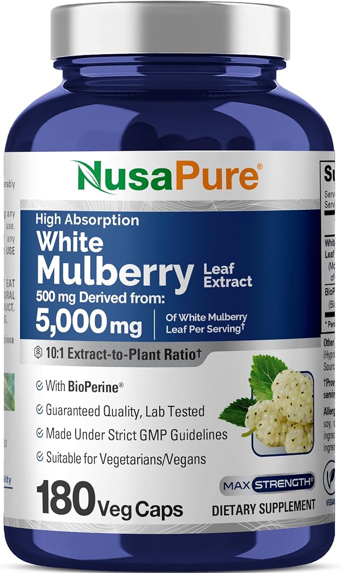 NusaPure White Mulberry Leaf Extract 10:1 Extract, 500 mg Equivalent to 5000mg by NusaPure