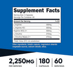 Nutricost Nitric Oxide Booster 2250mg, 180 Capsules - Image 2